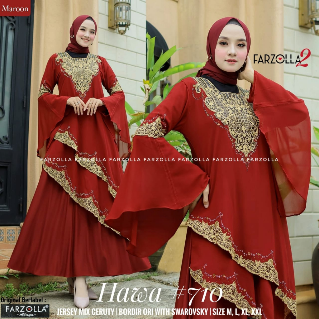 Hawa#710 Dress Gamis Turkey Muslim Bordir Original Produk By Mega Store