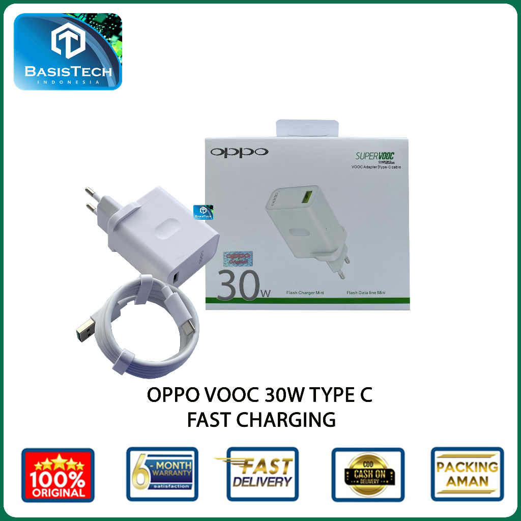 CHARGER OPPO MICRO USB V8 TYPE-C 30W S VOOC ORIGINAL QUALITY