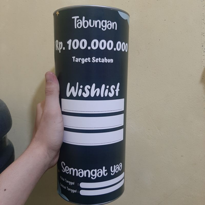 Celengan Target Permanen Jumbo XL 100 juta setahun pecahan 50k 100k Buka tutup murah estethic tabel