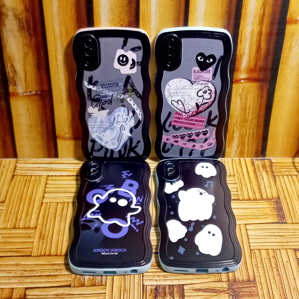 Case Vivo 1820 1929 Softcase Gelombang Black Motif Kartun Vivo Y91C Y1s