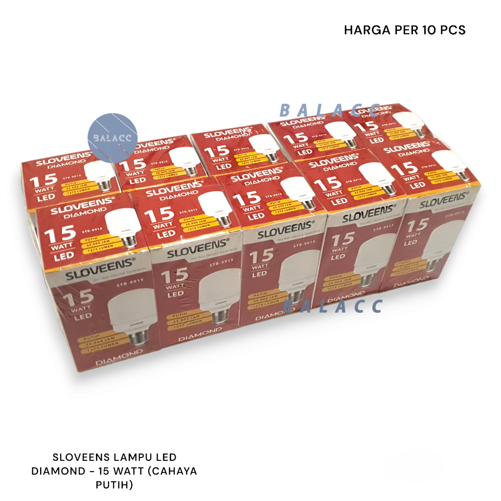 Lampu Led Sloveens Diamond 15 watt 215w Cahaya Putih Terang Berkualitas ( Paket isi 10 Pcs )