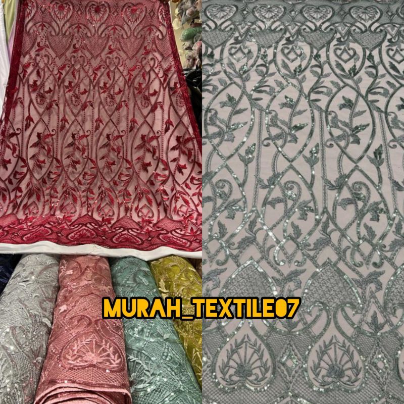 Kain Tile Payet squin bahan kebaya harga per 0,5 m