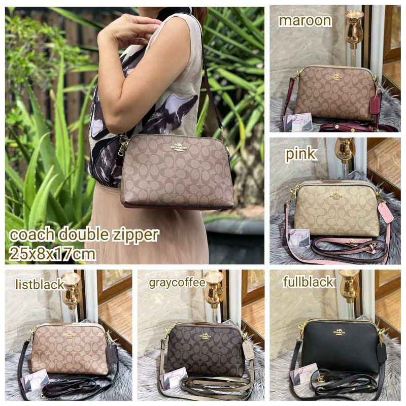 Tas Selempang / Slingbag Co*ach Double Zipper Import Free 2 Tali