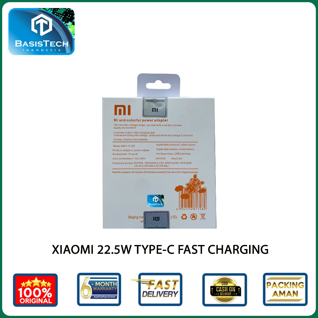 CHARGER XIAOMI 22.5W 3A TYPE C MDY-11 SUPER FAST ORIGINAL QUALITY