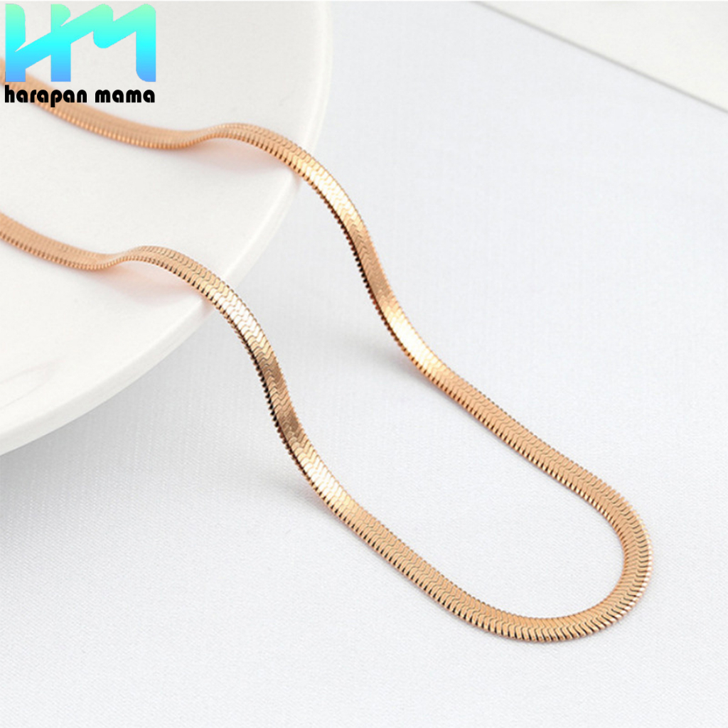 Kalung Gepeng / Kalung Titanium Belut Gepeng Rose Gold / Kalung Unisex Pria dan Wanita / Kalung Pipi