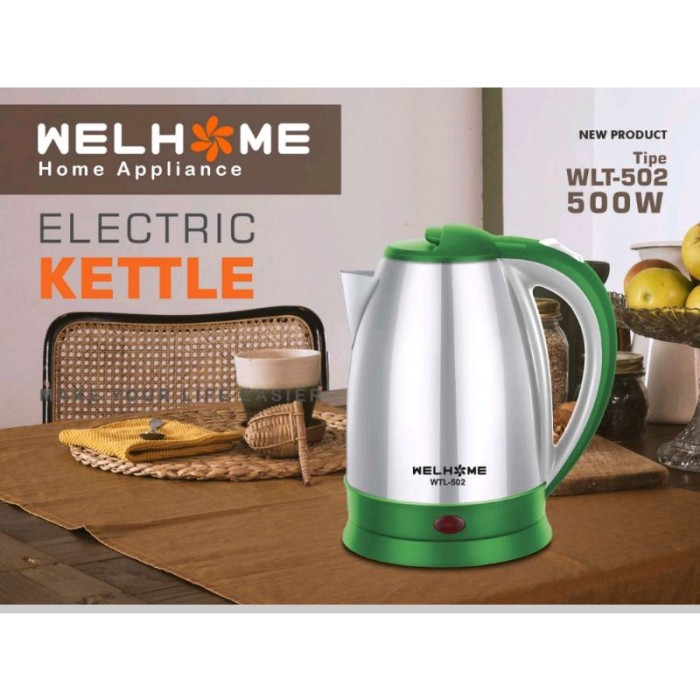 Kettle Teko Listrik 2L Pemanas Air Stainless Otomatis - Welhome WLT-502