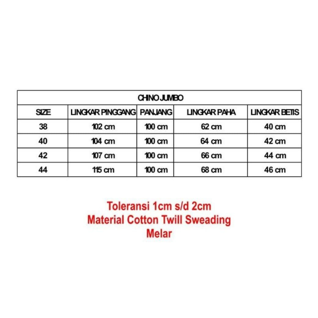ANTARES Celana Pria ukuran jumbo 36-38-40-42 Chino