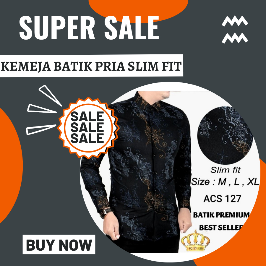 KEMEJA BATIK PRIA SLIM FIT KING BATIK ACS 150 kemeja batik wanita kemeja batik pria lengan panjang p