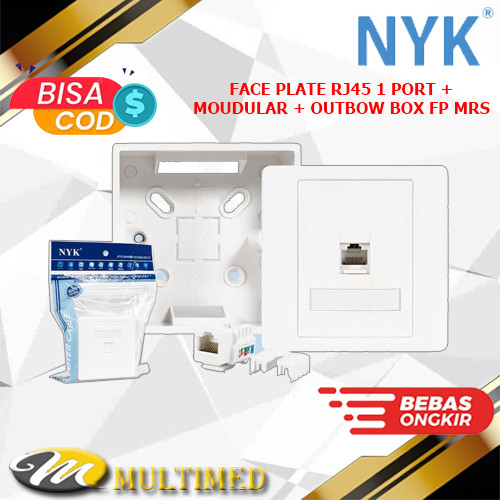 Face Plate RJ45 1 Port + Modular + Outbow Box FP MRS NYK