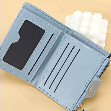 DOMPET LIPAT WANITA IMPORT REMAJA KEKINIAN SLOT KARTU RESLETING UANG KOIN KECIL KOREA KULIT BIRU ANNACA WA689B2 MINI PENDEK MURAH CEWEK PREMIUM BATAM FASHION SIMPLE LUCU BRANDED