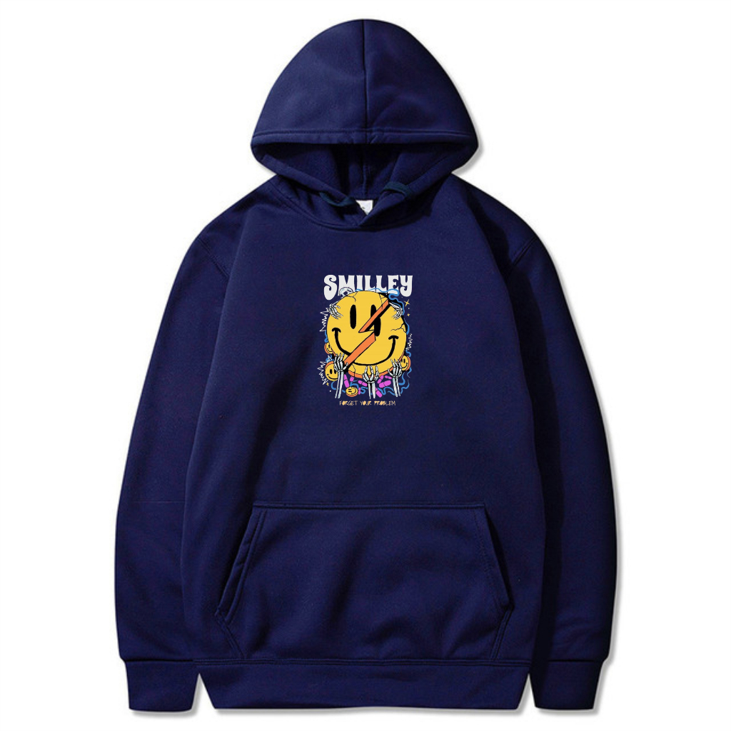 SMILLEY Hoodie Gambar Simple Sweater Style Distro (Pria &amp; Wanita) Bisa Cod