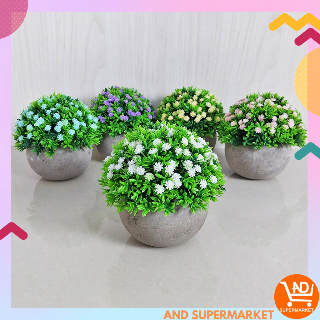 AND / COD / Pot Bunga Hias Dekorasi Rumah Artificial Flowers Import Bunga Hias Plastik Murah PBP124