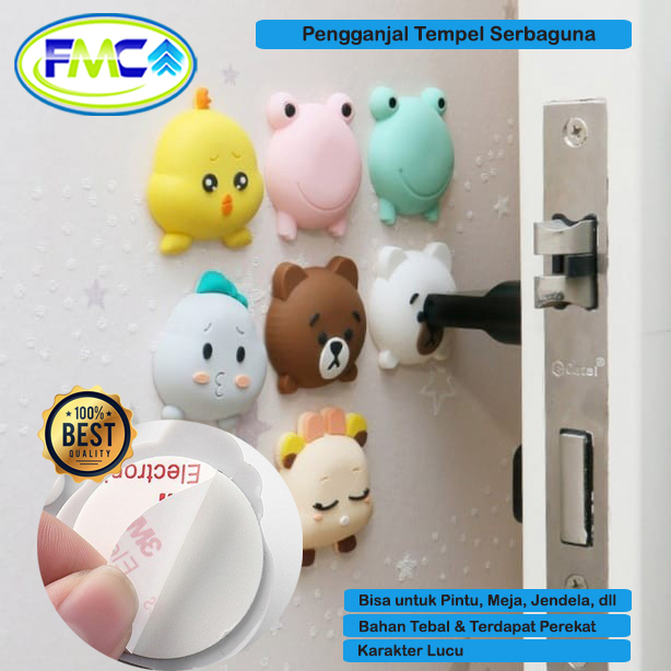 Pelindung Bantalan Gagang Pintu Silikonne Karet Penahan Benturan Pintu Dinding Tembok Tempel Motif Karakter Kartun Lucu