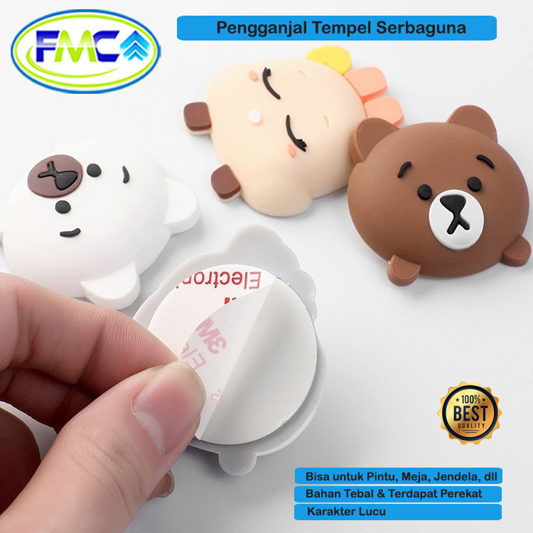 Pelindung Bantalan Gagang Pintu Silikonne Karet Penahan Benturan Pintu Dinding Tembok Tempel Motif Karakter Kartun Lucu