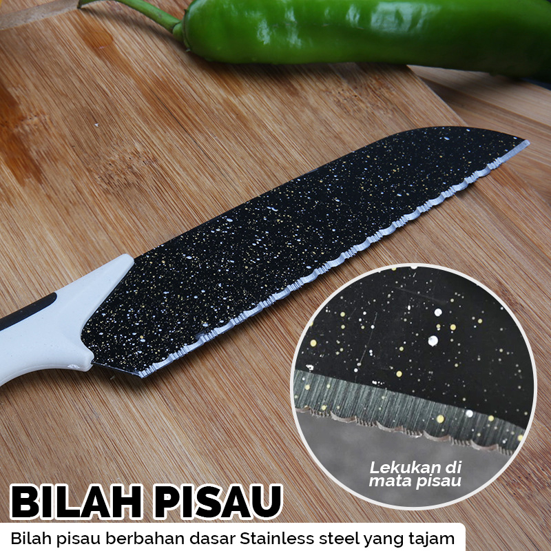 Set Pisau Dapur 5 pcs in 1 Bahan Stainless Steel Tajam | Peeler | Pisau Sayur | Pisau Daging Perlengkapan Dapur Rumah Tangga Import - J13 - 88Blanketstore