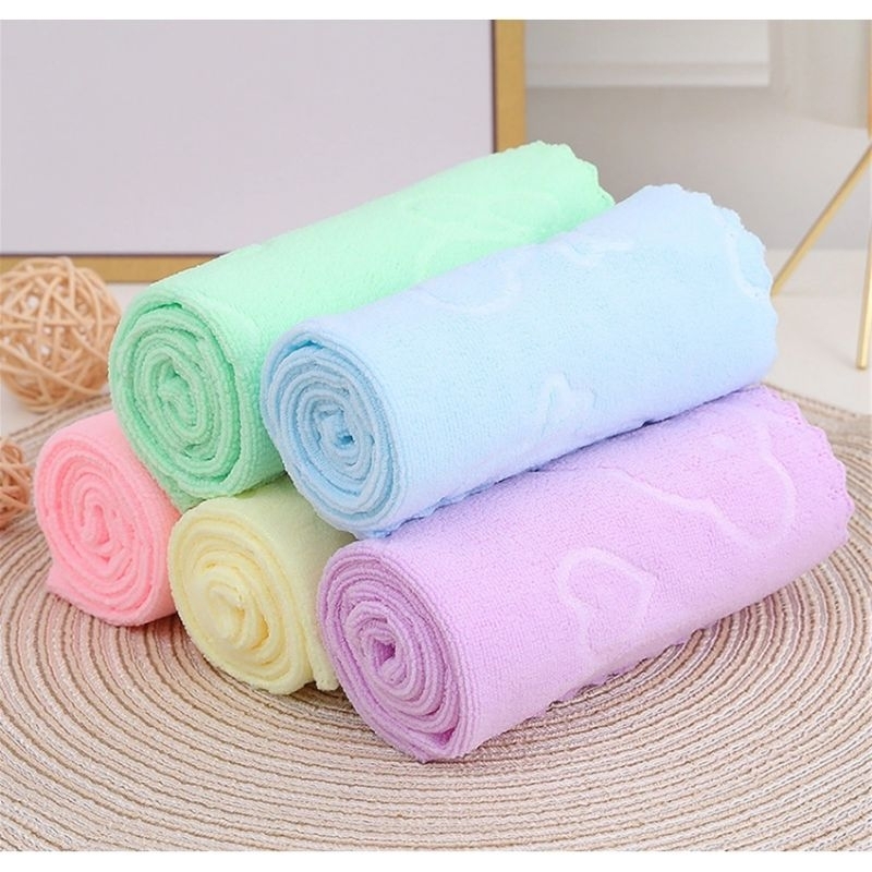 HANDUK KECIL Olahraga 30x60 dan 30x30  Untuk Muka Lembut Embos Polos Motif Beruang Microfiber Multifungsi Anduk Bayi Lembut Menyerap Bagus  Kain lap