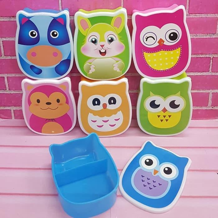 (SHT) Kotak Makan Sekat / Kotak Makan OWL / Kotak Bekal Anak Unik