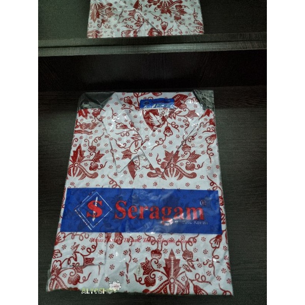 Seragam Sekolah Batik Merah SD | Batik Merah Lengan Panjang dan Pendek Merek Seragam