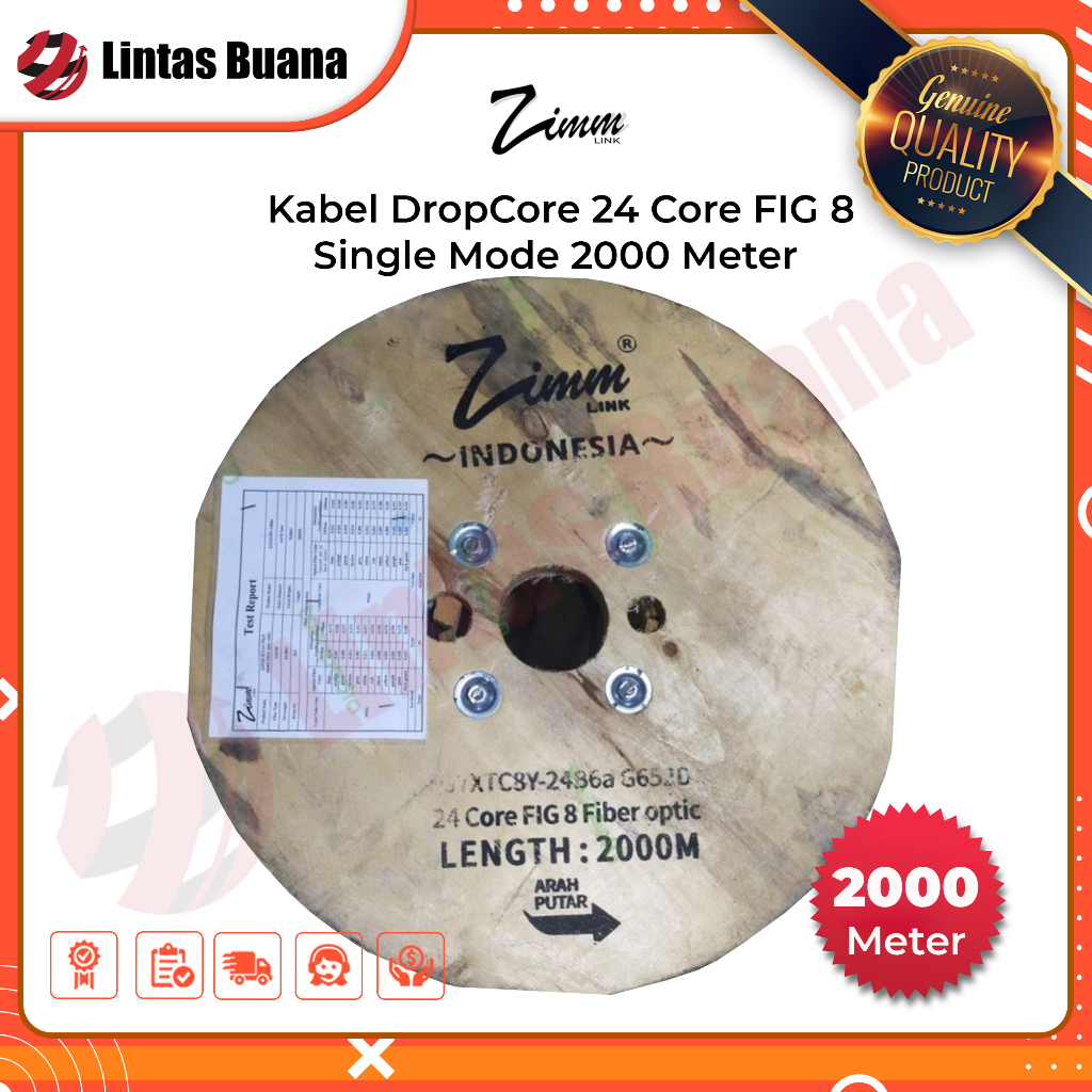 Kabel Fiber Optic 24 Core FIG 8 Single Mode 2000 Meter Zimmlink
