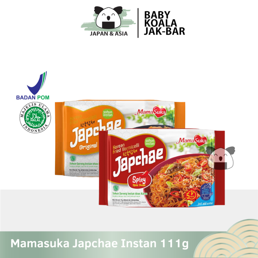 

MAMASUKA Japchae Korea Instan 111 g Halal | Sohun Glass Noodle Original & Spicy | Sohun Khas Korea...