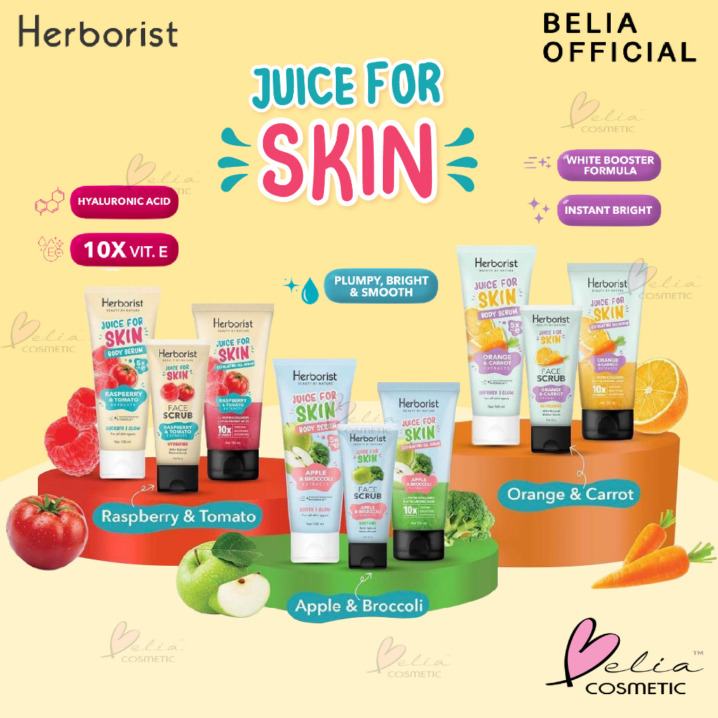 ❤ BELIA ❤ Herborist Juice For Skin Body Serum | Face Scrub | Exfoliating Gel Scrub | BPOM