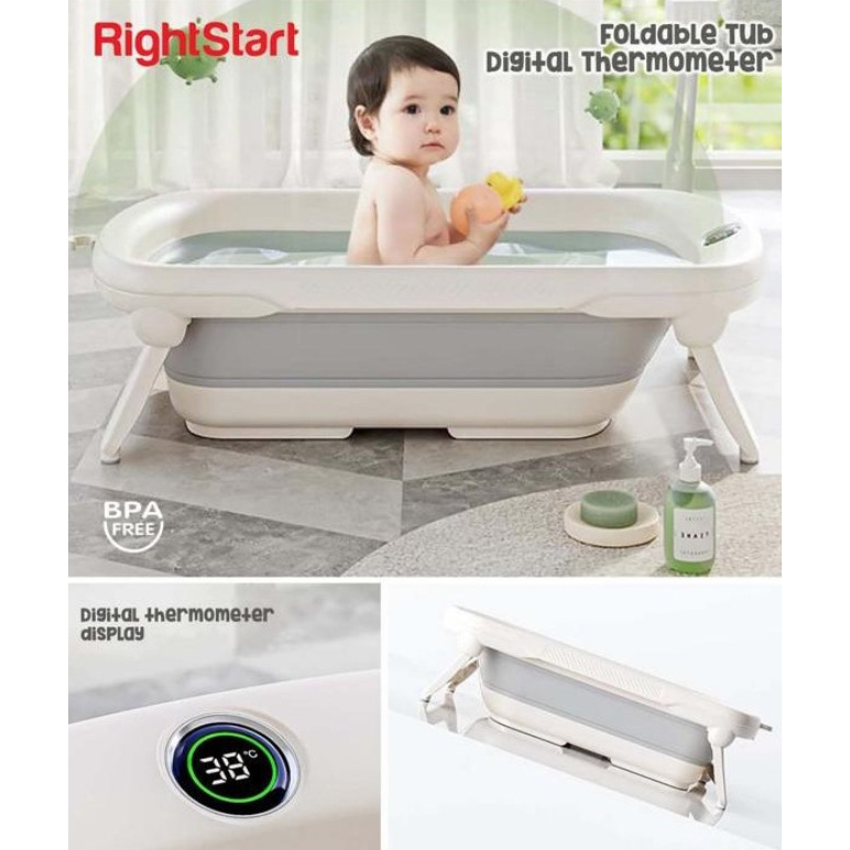 Right Start Foldable Bath Tub With Digital Indicator -  Bath Tub Anak Bayi Ember Mandi Air Termometer Sensor Mainan Lipat