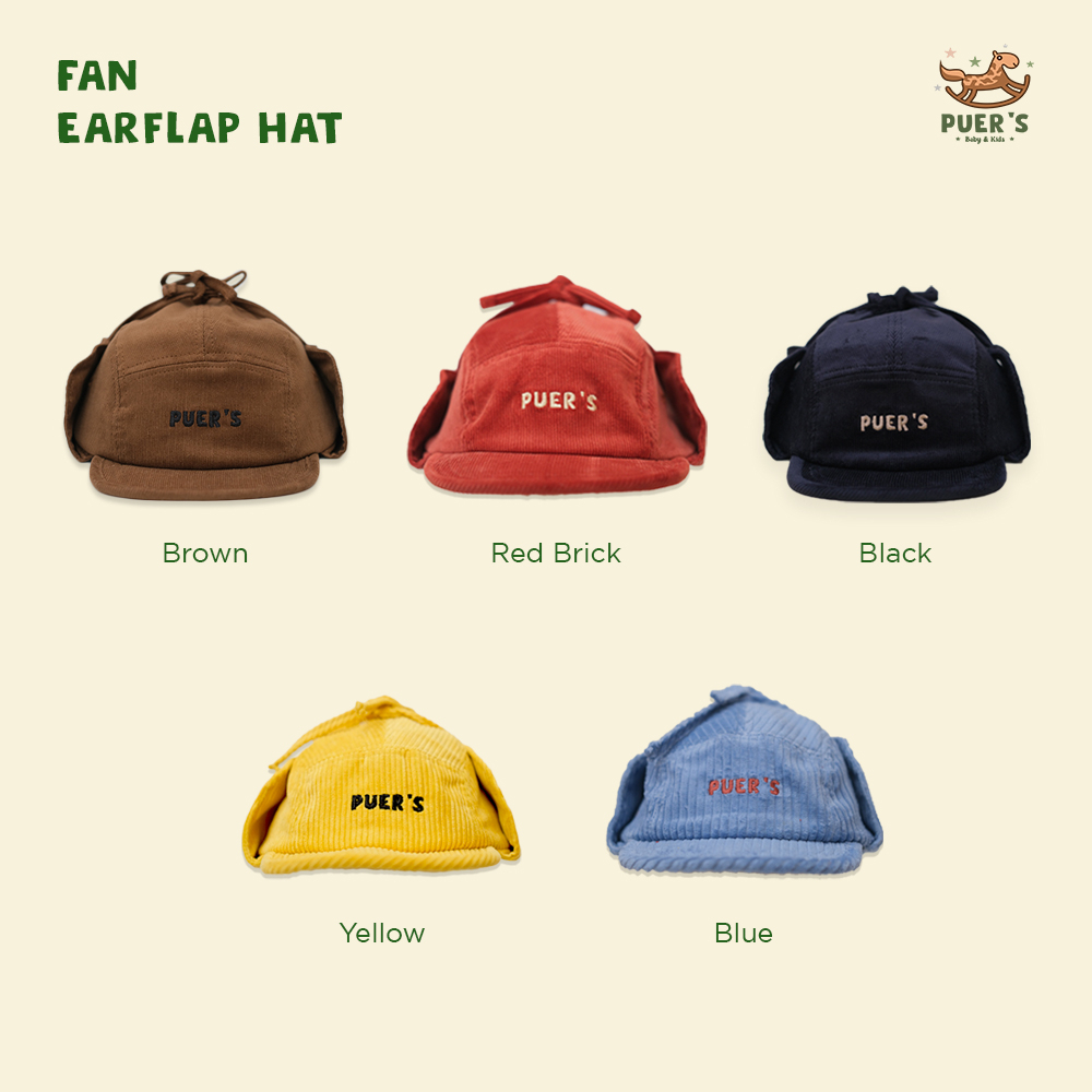 TOPI ANAK  (EARFLAP HAT ANAK)  KIDS HAT PUER'S FAN HAT