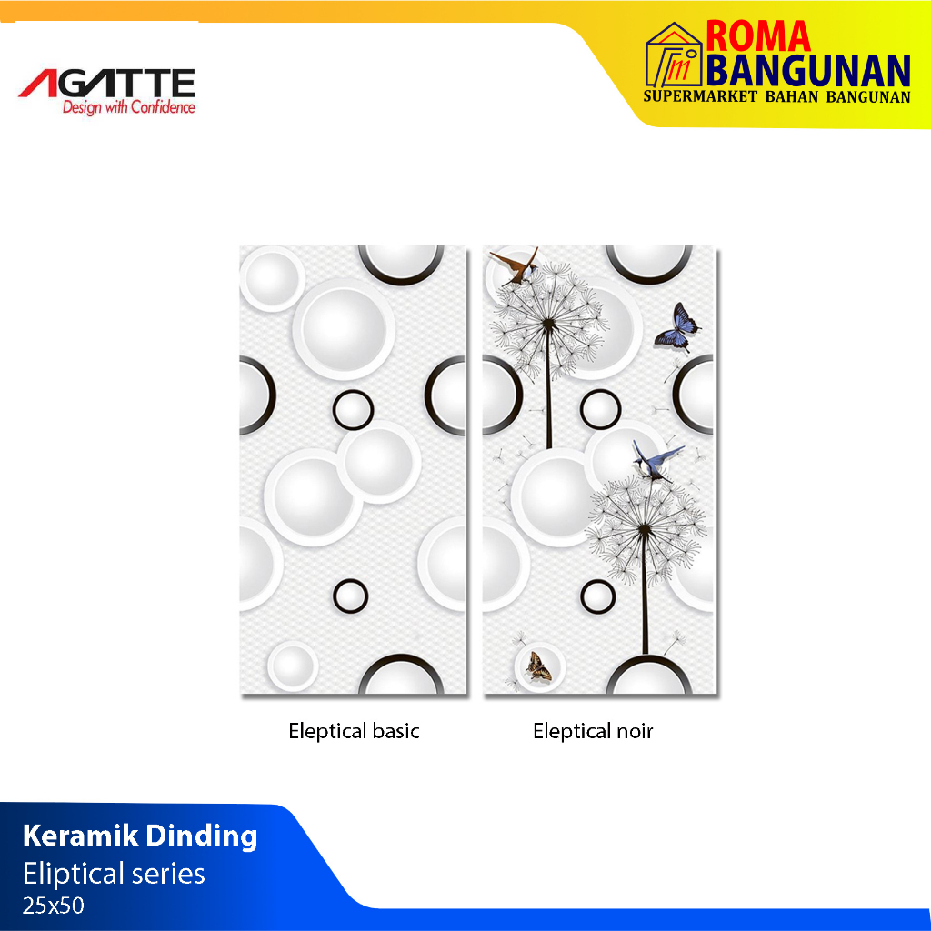 Agatte keramik dinding Eleptical Basic Elliptical Basic Eleptical Noir 25x50