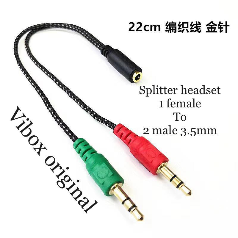 VIBOX SPLITTER AUDIO 2IN1  2MALE 3.5M 1FEMALE FOR SMARTPHONE HEADPHONE EARPHONE AUX MUSIC HEADSET BY SMOLL