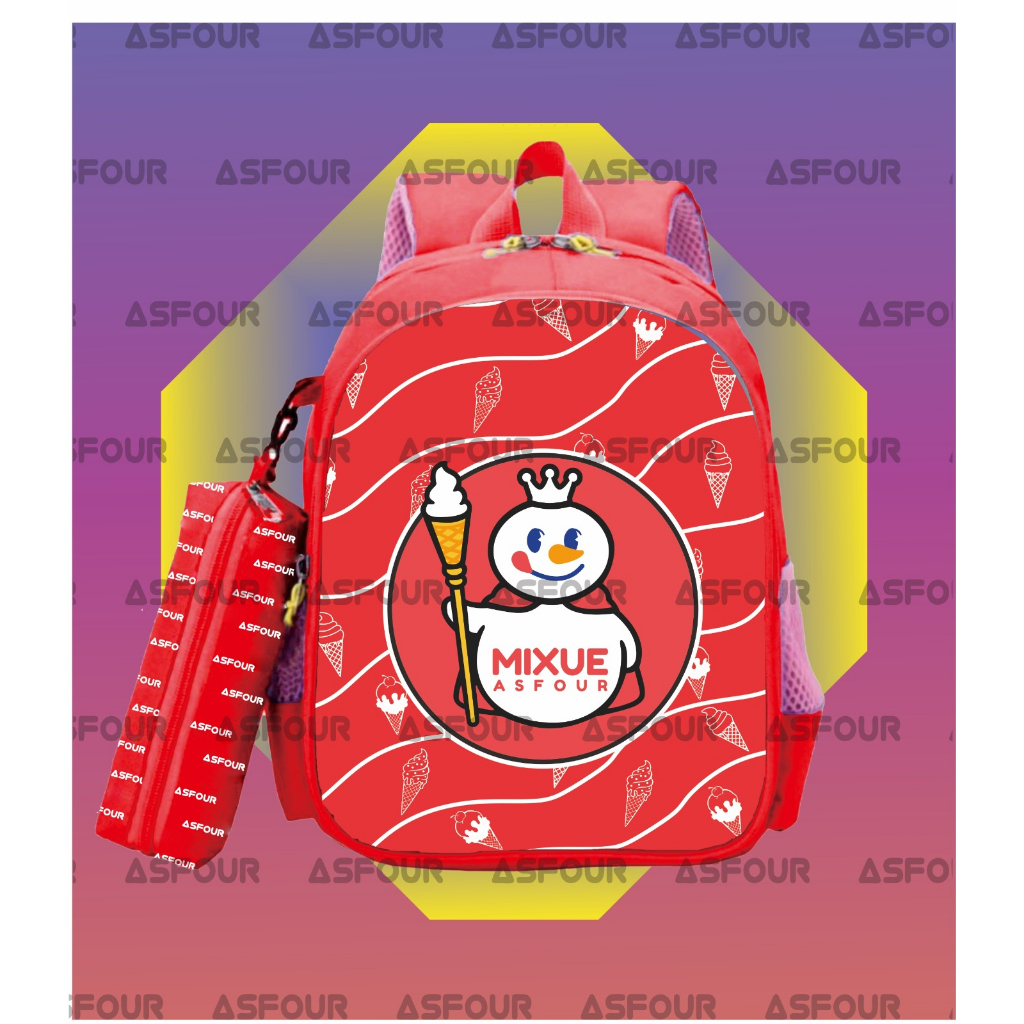 Asfour - MIKSU ICE CREAM Tas Sekolah Anak Ransel Anak Backpack Anak  Ransel Anak PErempuan Lucu Mixu Miksu TK SD SMP PAUD 1 2 3 4 5 COD Bayar di Tempat Gratis Tempat Pensil Bonus Tas Boba Miksue Boba