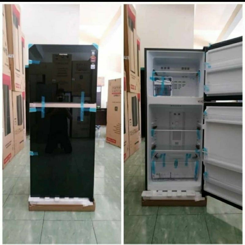 KULKAS POLYTRON PRW 23MN X/R /LEMARI ES 2PINTU POLYTRON 23MN X/R -TEMPERGLASS -220LITER (KHUSUS BOGOR)