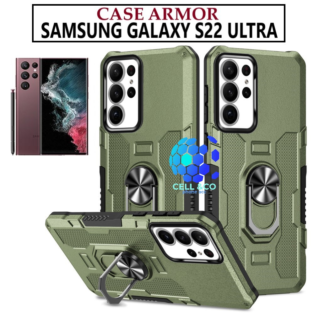 Case Armor SAMSUNG GALAXY S22 ULTRA Iring Cincin Magnetic Kesing Hp Protect kamera Premium Hard Case Standing Robot Pelindung Kamera