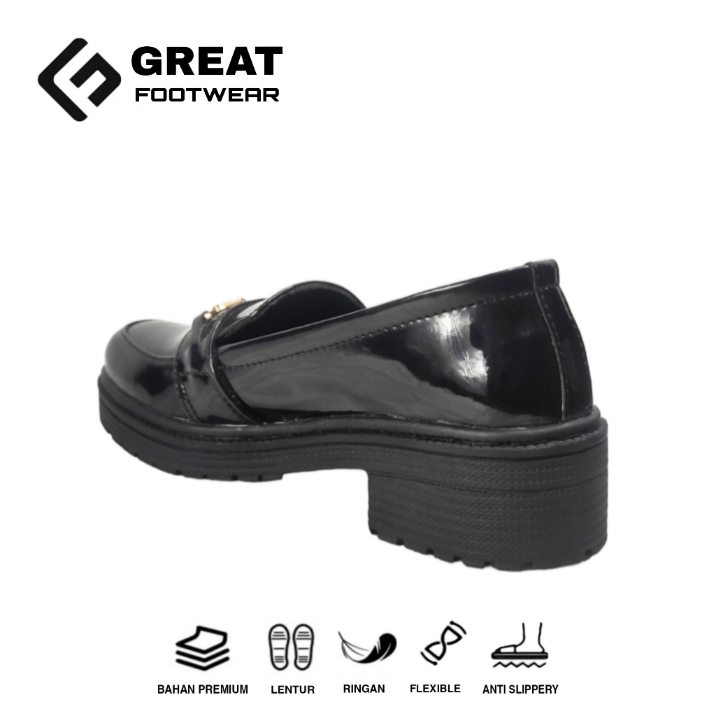 Sepatu Docmart Wanita Sepatu Loafers Sneakers Slip On Sepatu Fashion Wanita Hitam Glosy