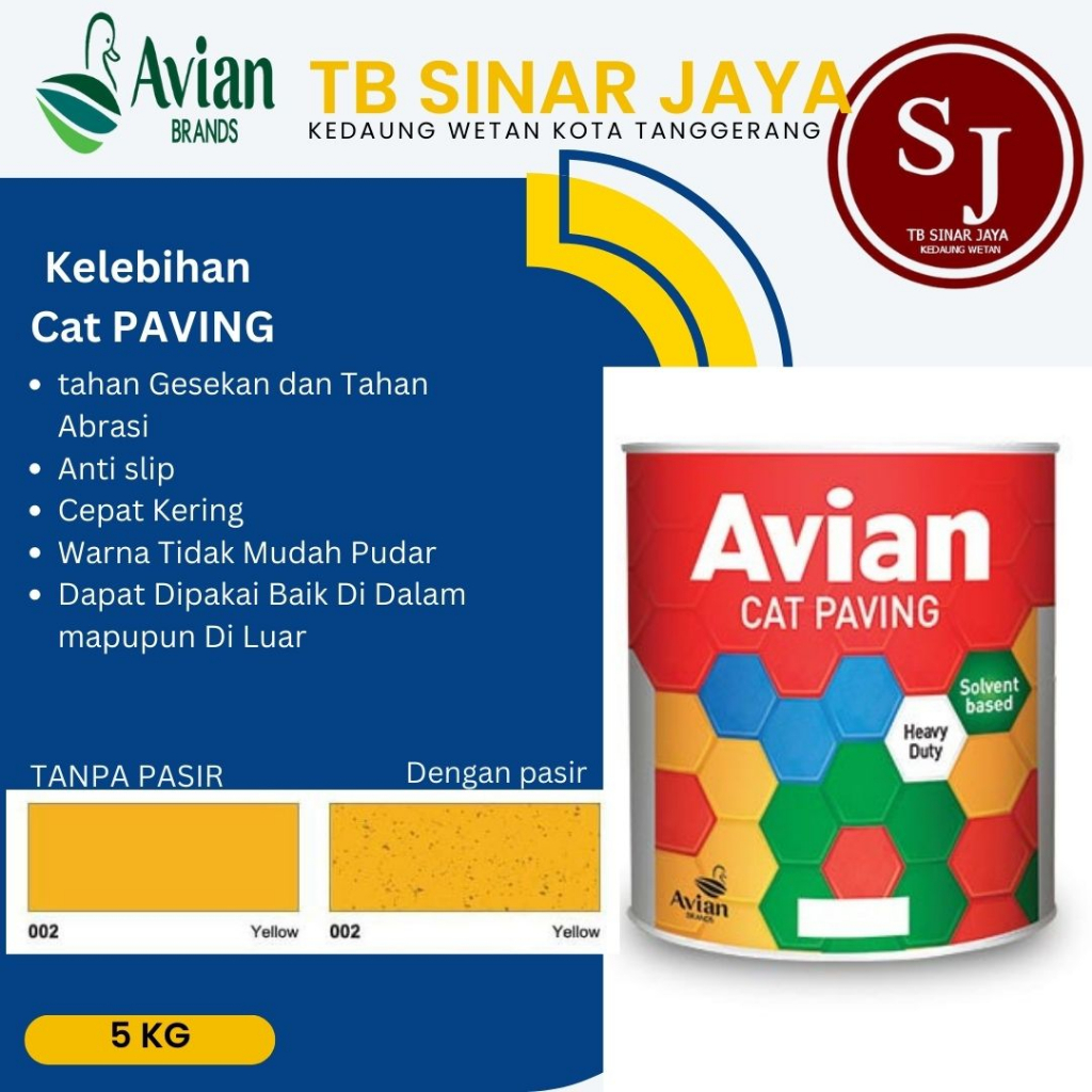 Cat Paving Avian 5 KG Cat Minyak 2 komponen Beton Plesteran Semen - 002 Yellow