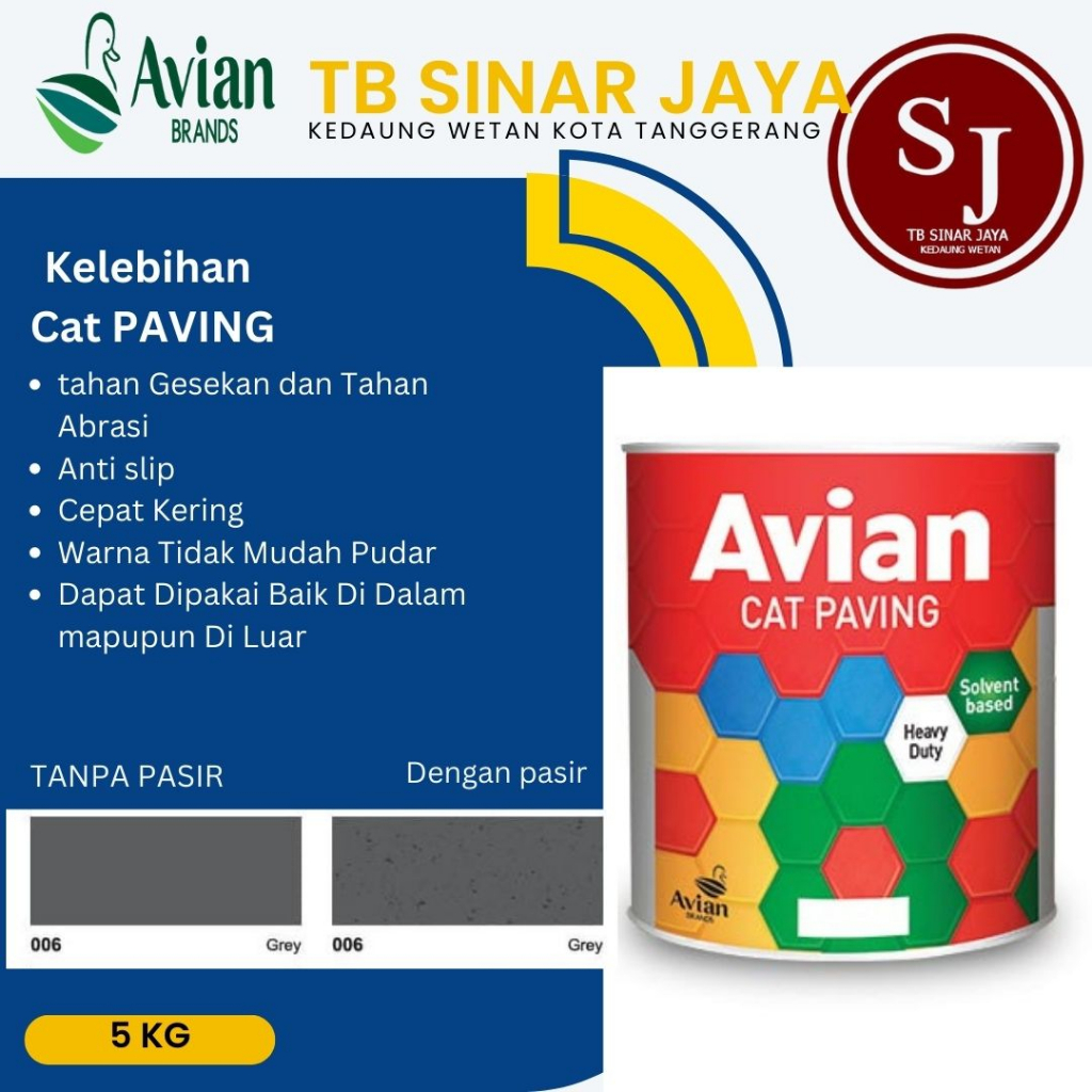 Cat Paving Avian 5 KG Cat Minyak 2 Komponen Beton Plesteran Semen - 006 GREY