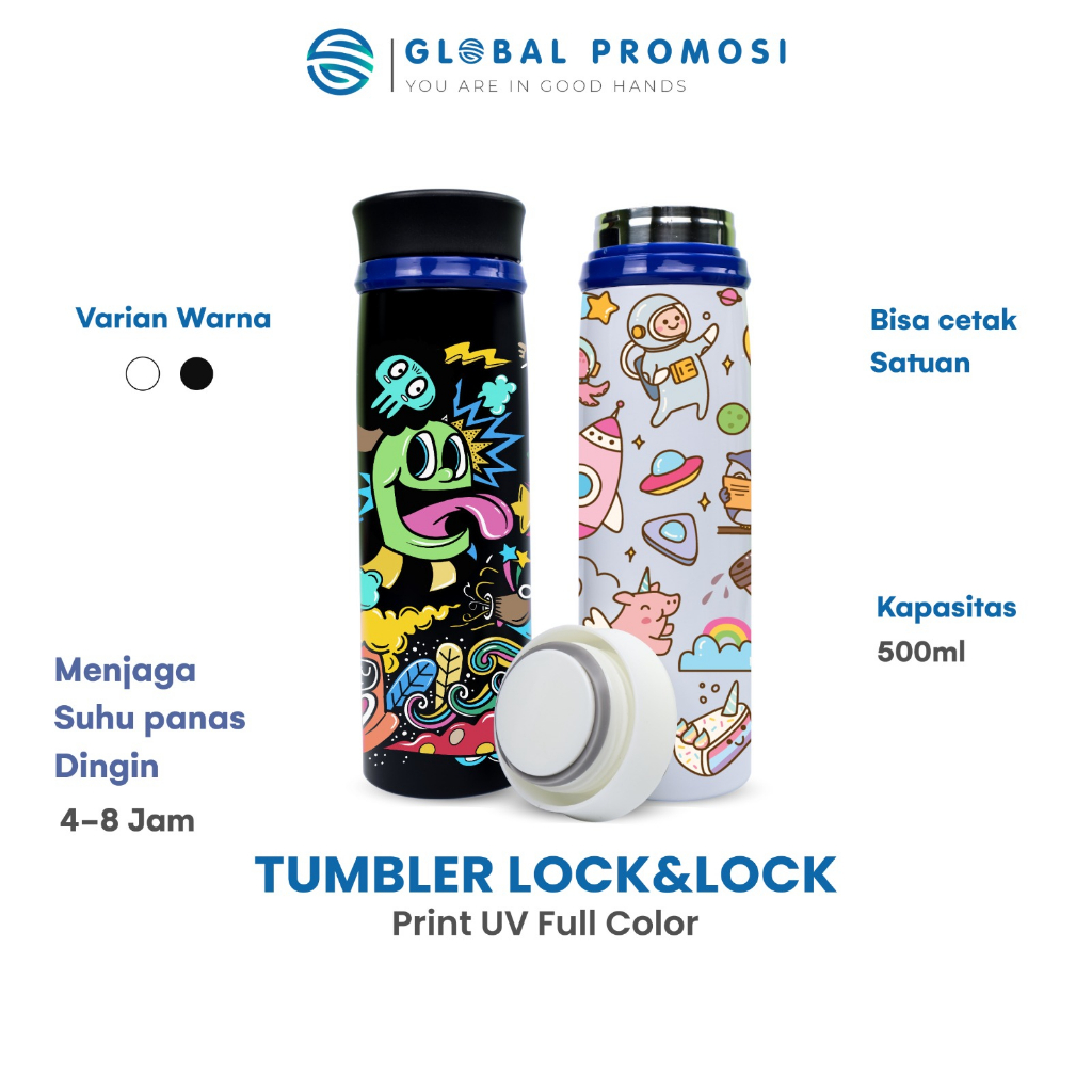 Tumbler Lock &amp; Lock Custom Uv Print Cetak Full Warna