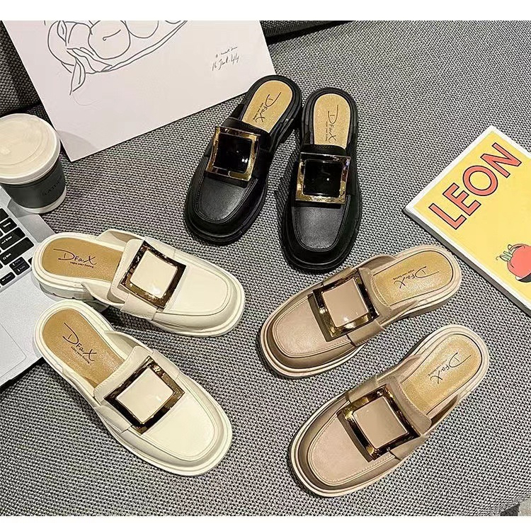 Sepatu Sandal Slop Flat Wanita Model Slip On Motif Fashion Korea Style Kasual Nyaman PVC Satu7an SPT-58