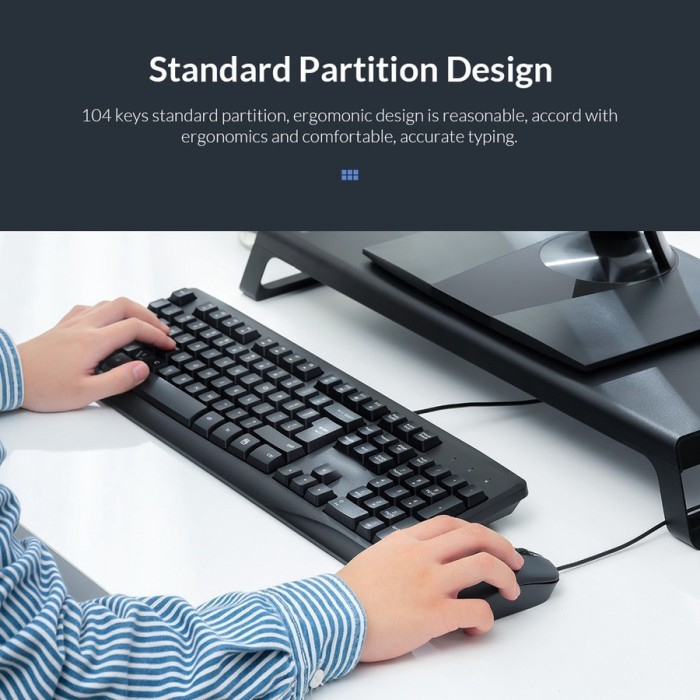 UGREEN Keyboard + Mouse Set Kabel USB Wired Combo For Komputer Laptop 90561