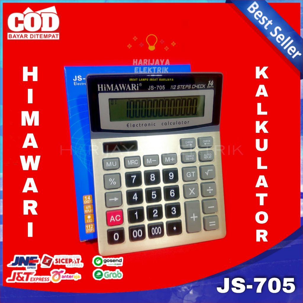 

HIMAWARI KALKULATOR 14 DIGIT JS-705 CALCULATOR 112 STEP CHECK CORRECT
