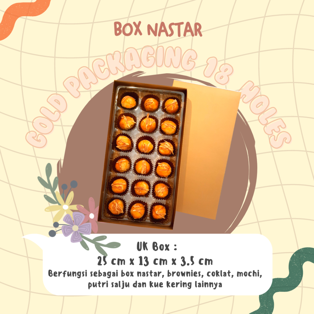 

(15 SET) BOX PACKAGING KOTAK PENYIMPANAN MAKANAN KRAFT BOX DUS PACKAGING GIFT BOX 18 HOLES GOLD