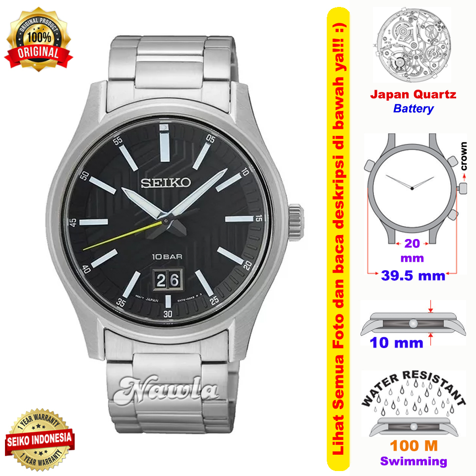 Seiko Quartz SUR535P1 Analog Sapphire Black - Jam Tangan Pria SUR535