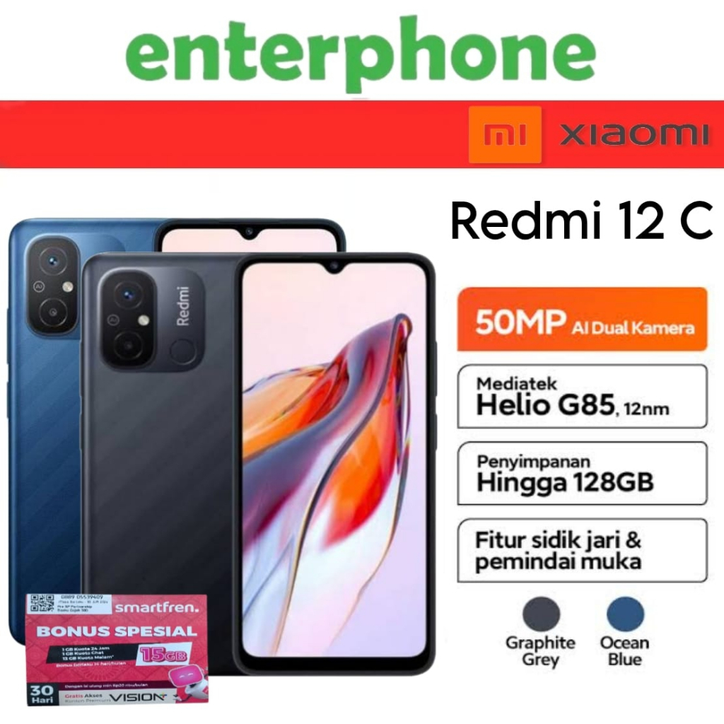 XIAOMI REDMI 12C 4/64 RAM 4GB INTERNAL 64GB GARANSI RESMl