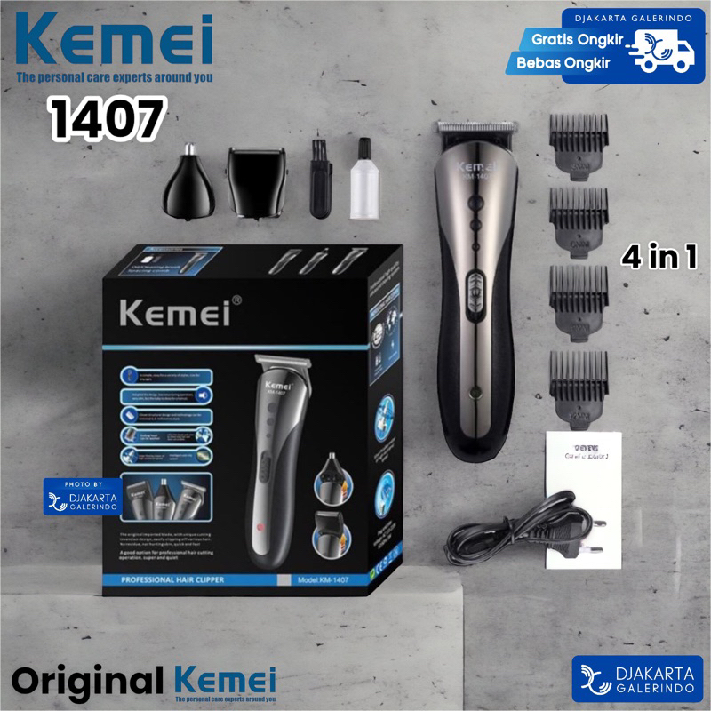 KEMEI 1407 Hair Clipper 4 in 1 Original Mesin Cukur Rambut Jenggot Shaver Kumis Pangkas Rambut