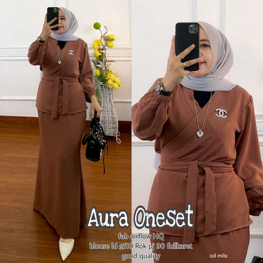 Aura One Set Setelan Wanita Airflow Full Karet Original Produk