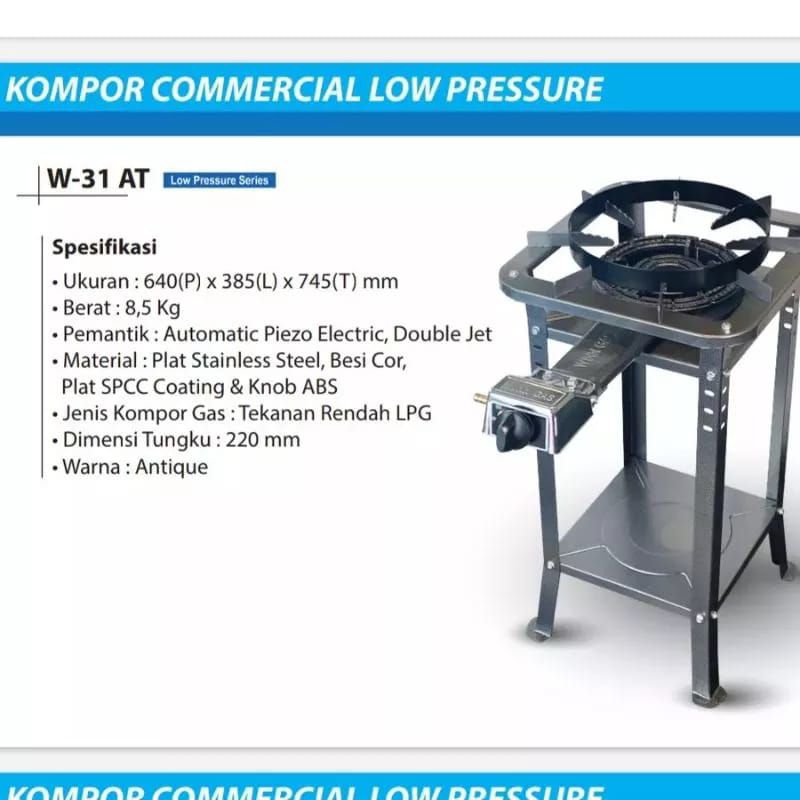 KOMPOR WINN GAS W - 31 AT  / KOMPOR COR  KOMERSIL KAKI SEDANG  LOW PRESSURE