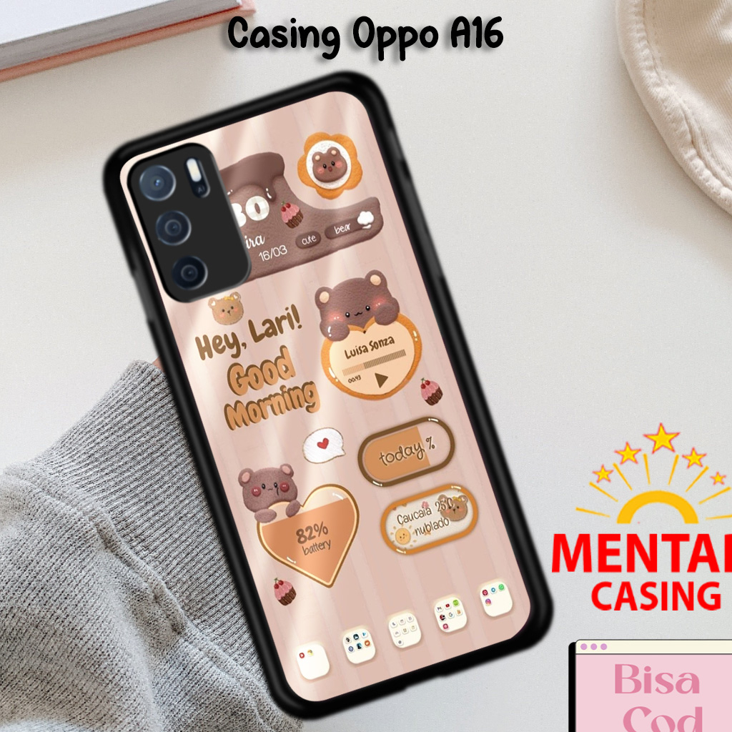 Mentari Casing Hp OPPO A16 Case OPPO A16 Motif LUCU BEAR Hardcase Softcase Estetik Premium Glossy Pe