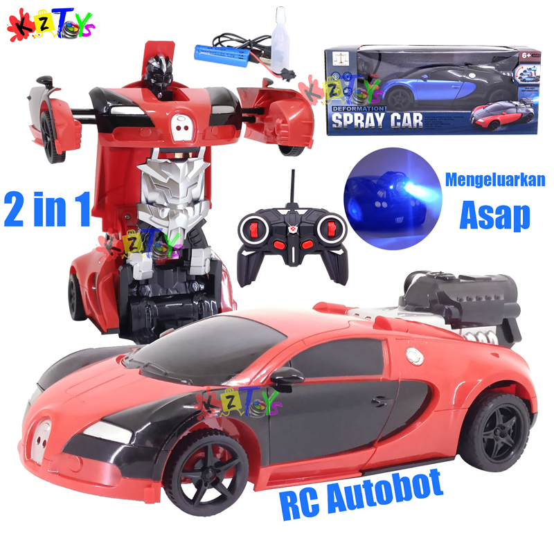 RC AUTOBOTS MAINAN MOBIL REMOTE AUTOBOTS DEFORMATION SPRAY CAR 2 IN 1