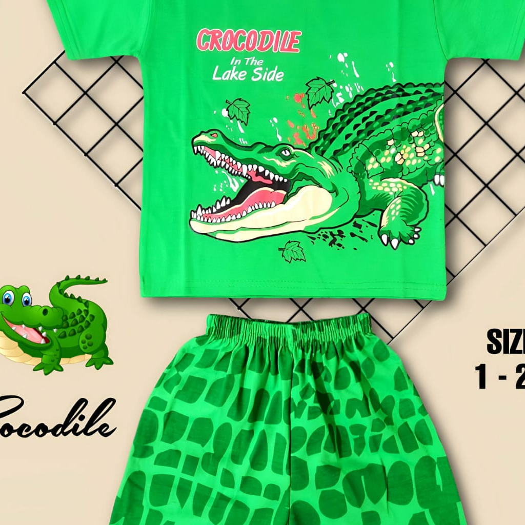 SETELAN BAJU ANAK BUAYA CROCODILE UNTUK ANAK 2-10 TAHUN BISA COD