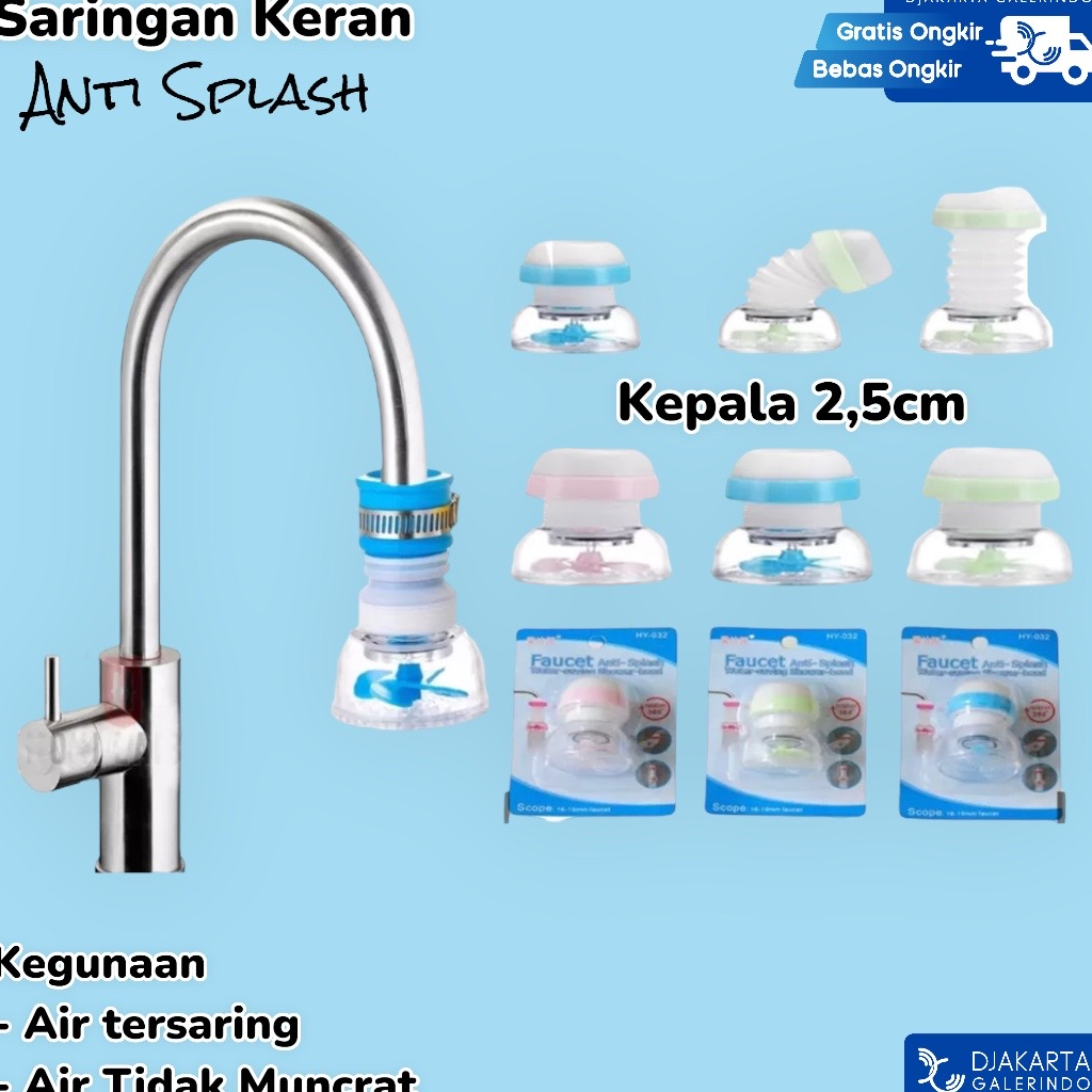 Saringan Keran air Filter sambungan kran air Flexible anti splash kincir faucet