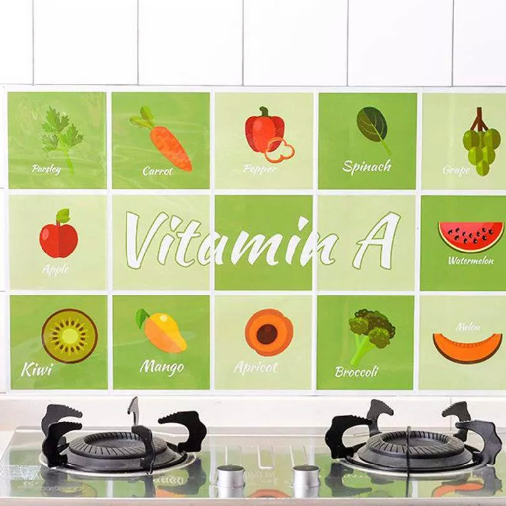 Sticker Dapur Anti Minyak 45 x 70 CM Wallpaper Dapur Kitchen Wall Sticker WC Anti Minyak Air Aluminium Foil Hiasan / Sticker Dinding Anti Panas